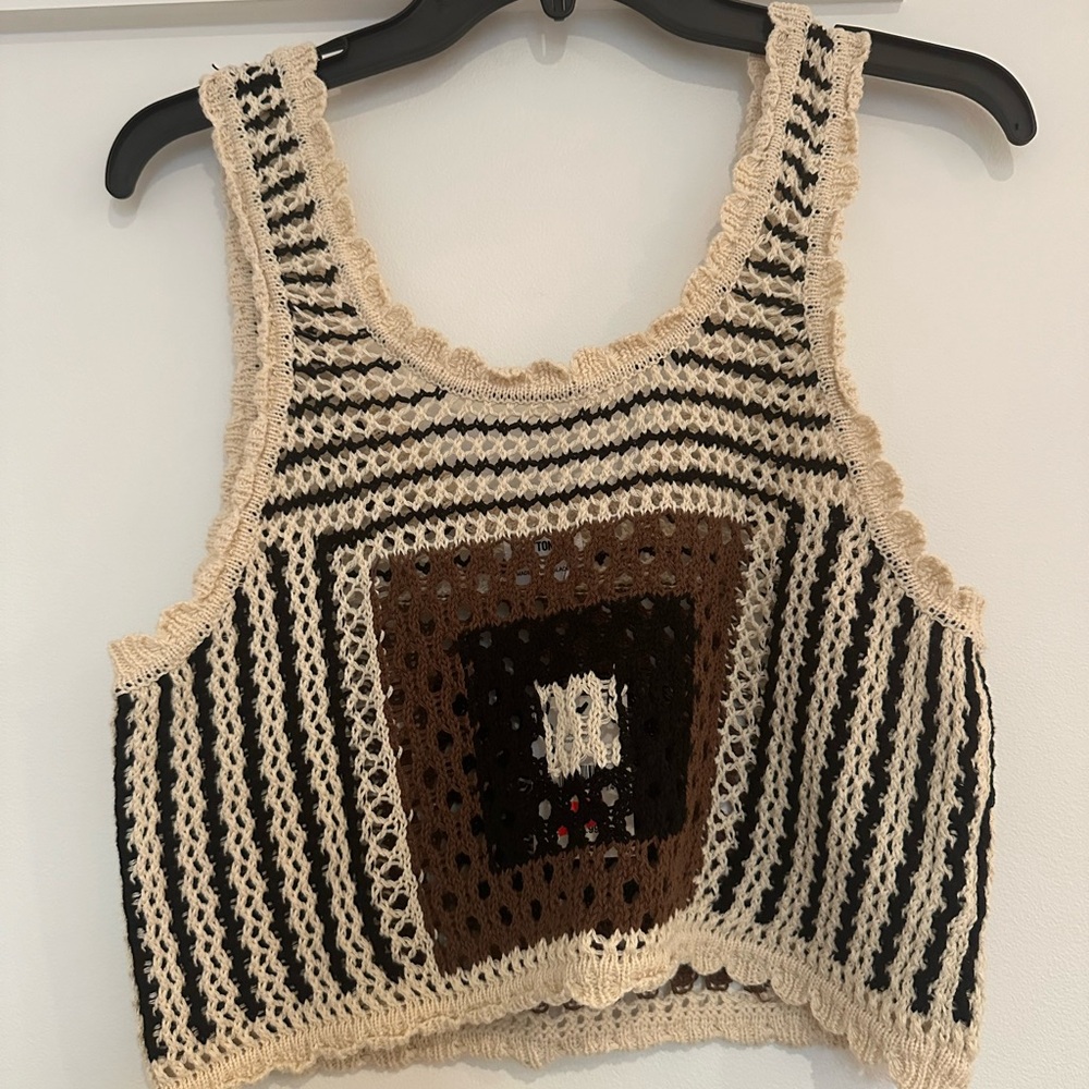 Cotton On Crochet Knit Top with Stripes